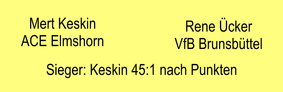 Mert Keskin ACE Elmshorn Rene cker VfB Brunsbttel Sieger: Keskin 45:1 nach Punkten