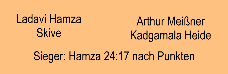 Ladavi Hamza Skive Arthur Meiner Kadgamala Heide Sieger: Hamza 24:17 nach Punkten