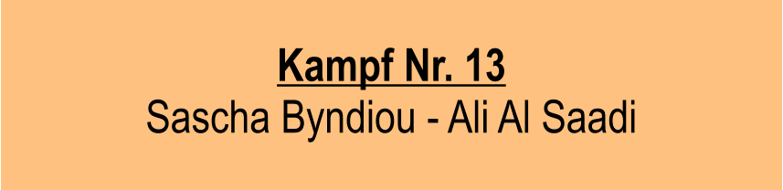 Kampf Nr. 13  Sascha Byndiou - Ali Al Saadi